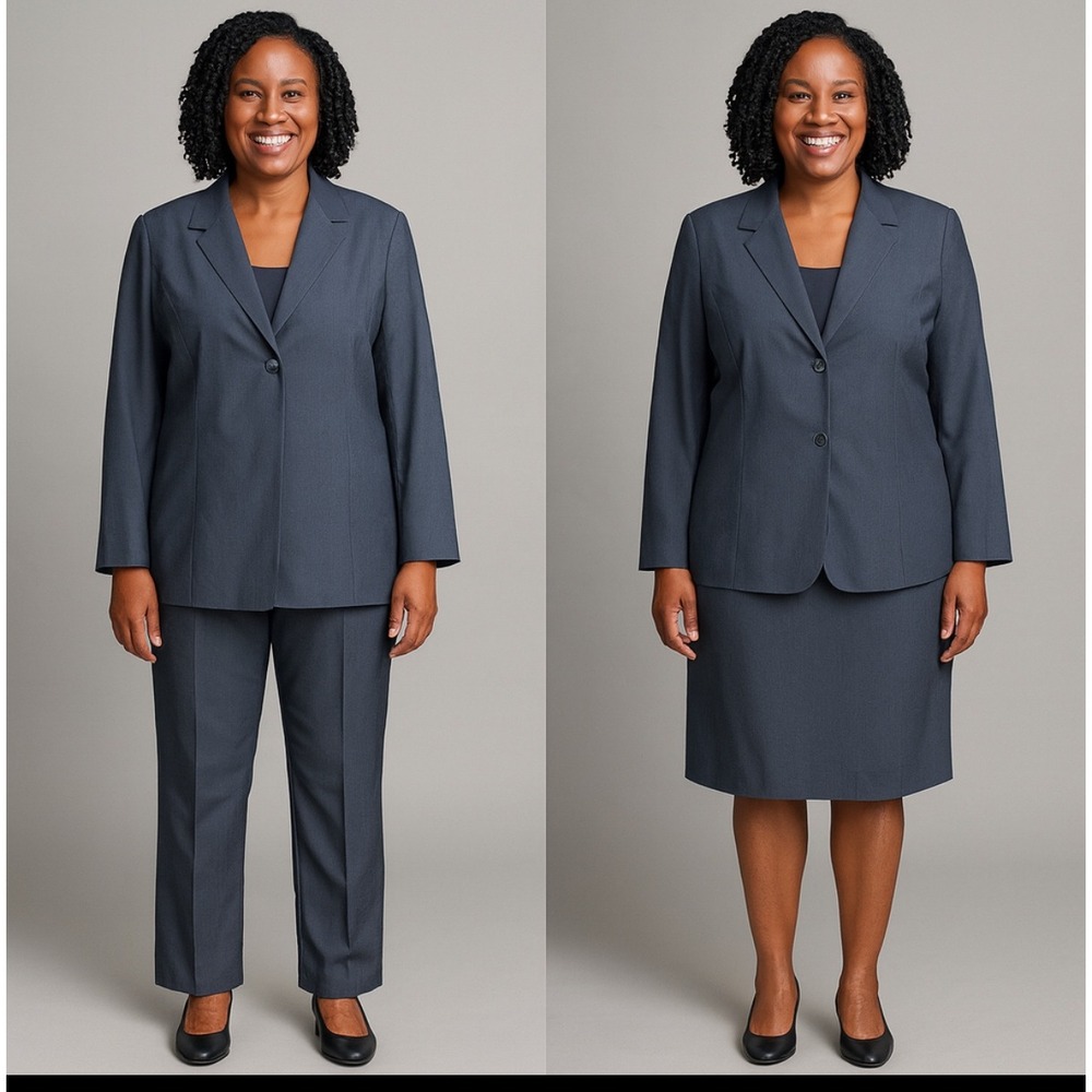 Preview Collection Suit Set Womens Charcoal Gray Blazer Skirt‎ Pants Size 12